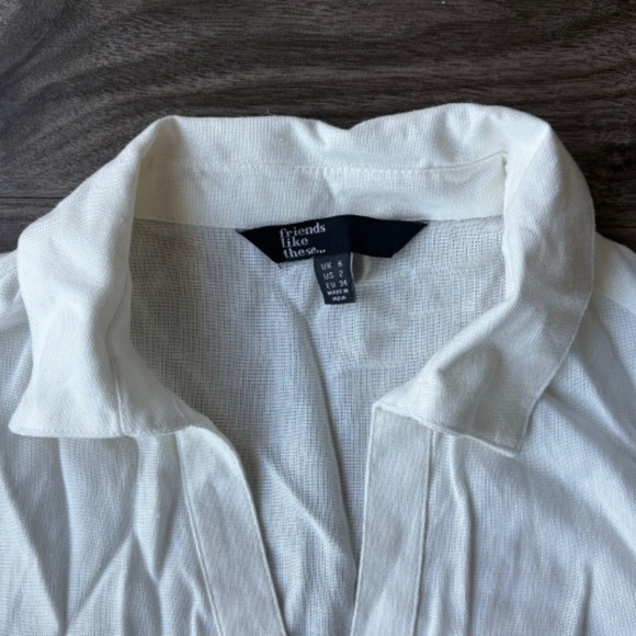 Friends Like These Womens Long Sleeve Button Down Shirt Linen Front Pocket White - Picture 4 of 8